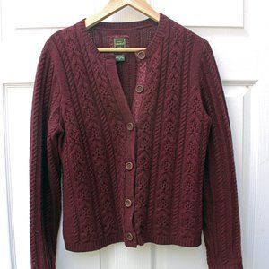 Burgundy Eddie Bauer Cardigan Sweater Sz M